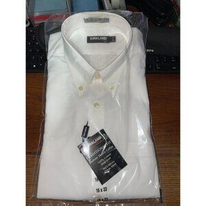 NWT Kirkland Men's White Button Up Shirt Size 16 x 33 NWT